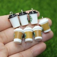 10Pcs/Lot Drink Charm Resin 3D Coffee Cup Pendant For Earring Keychain Bracelet Diy Craft Jewlery Findings