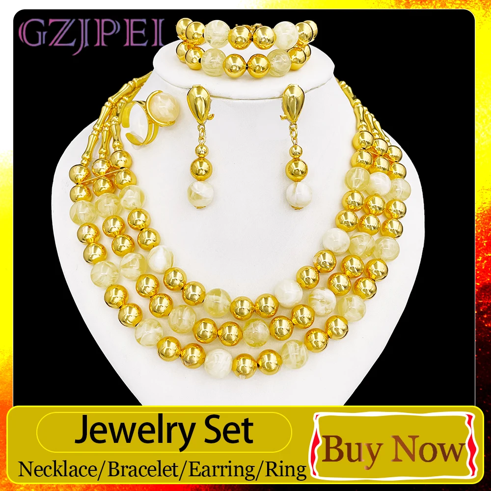 GZJPEI 4 Pcs/Set Bohemian Jewelry Set Handmade Beaded Multi-layer Beads Necklace For Women Fashion Party Jewelry Gifts 2026 New