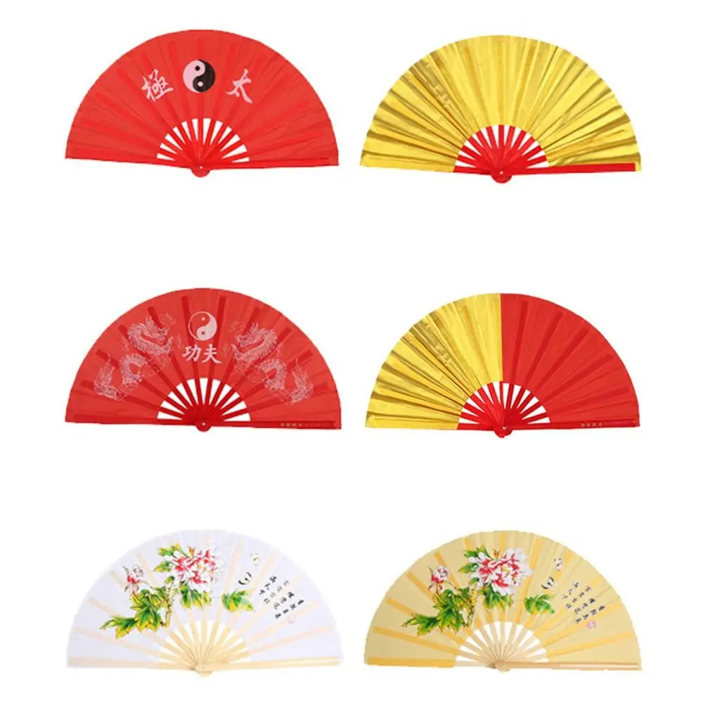 Plastic Bot Fan Chinese Tai Chi Kung Fu Fan Dance Performance Hand Zwart Rood Opvouwbaar Podium Fan Chinoiserie Gift Party Decor