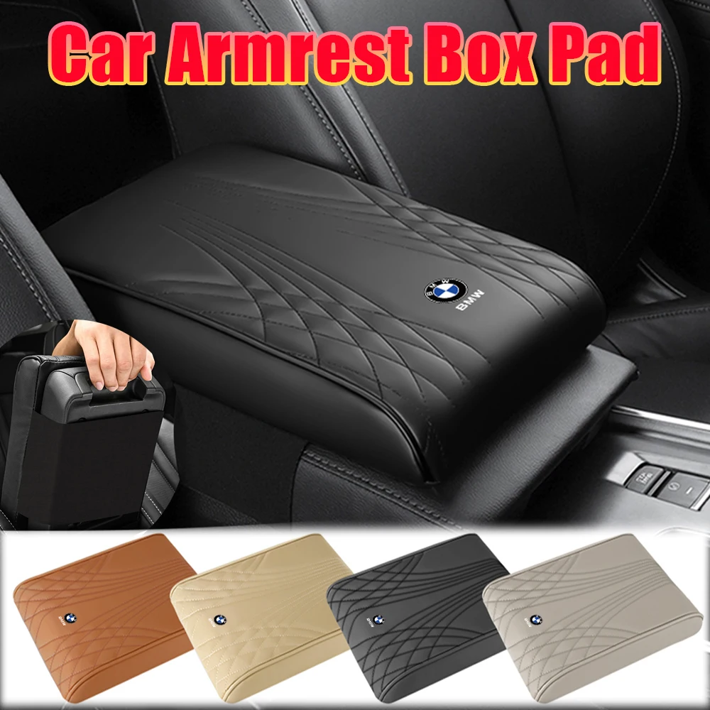 High-end Leather Car Armrest Pad Covers Auto Seat Armrests Storage Protection Cushion For BMW M Performance M3 M5 M6 F01 F20 F10