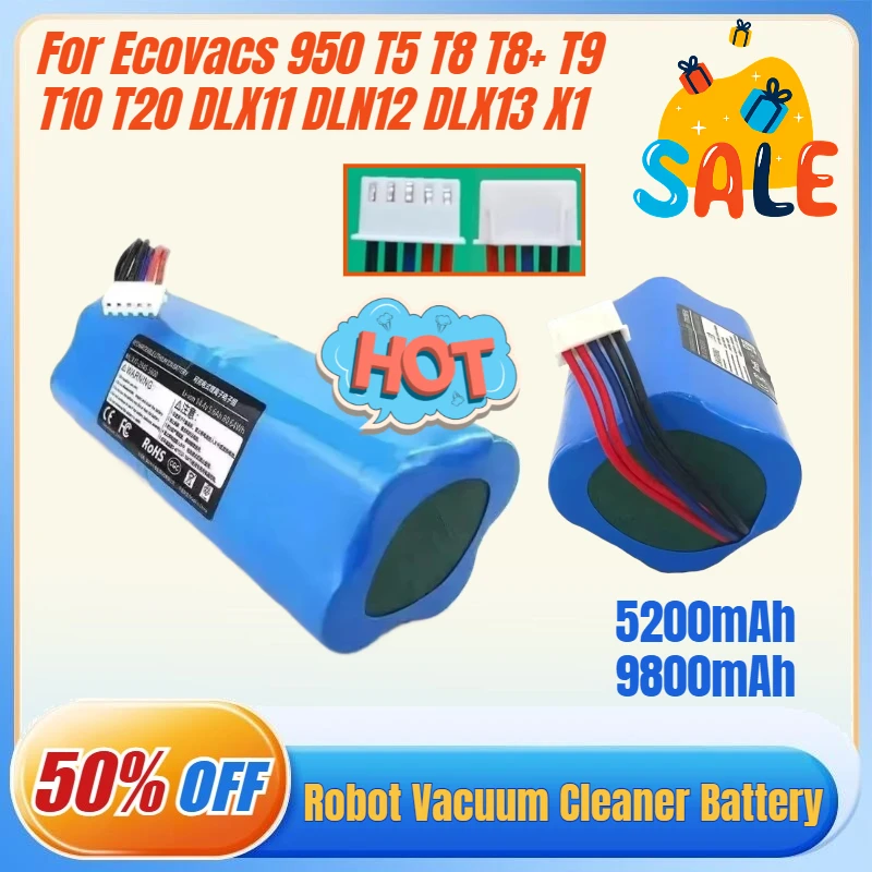 

14.4V Replacement Battery for ECOVACS Deebot Ozmo 950 T8 T8+ T5Max Power Hero T10 T9 X1 DX6 DX96 DX93 DX65 Robot Vacuum Cleaner