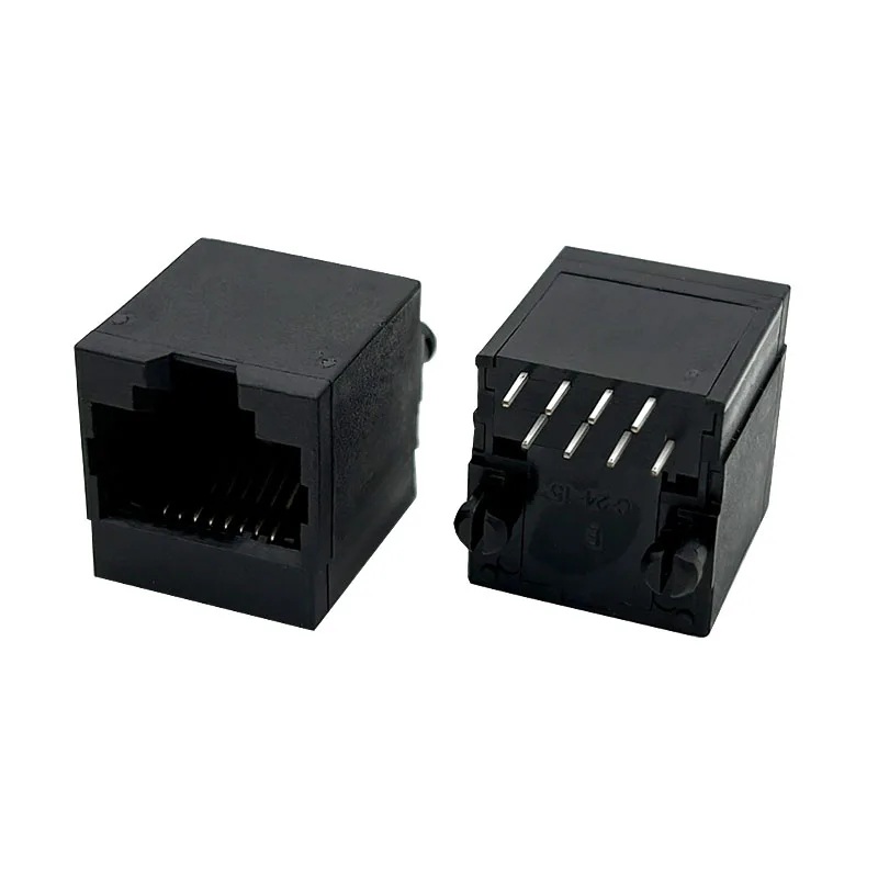 5224 All-plastic RJ45 network cable socket, direct-insertion upright type, 8P8C network port flat-pin connector female socket