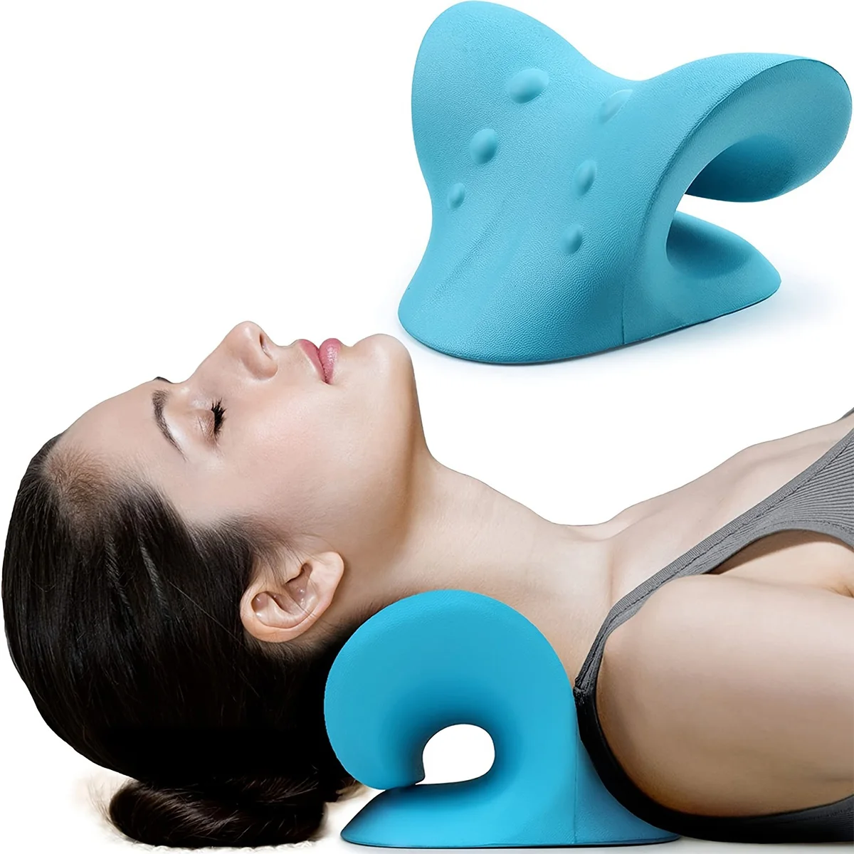 C-Shaped Pillow Neck and Shoulder Relaxer Cervical Traction Device for TMJ Pain Relief and Cervical Spine Alignment Chiropract