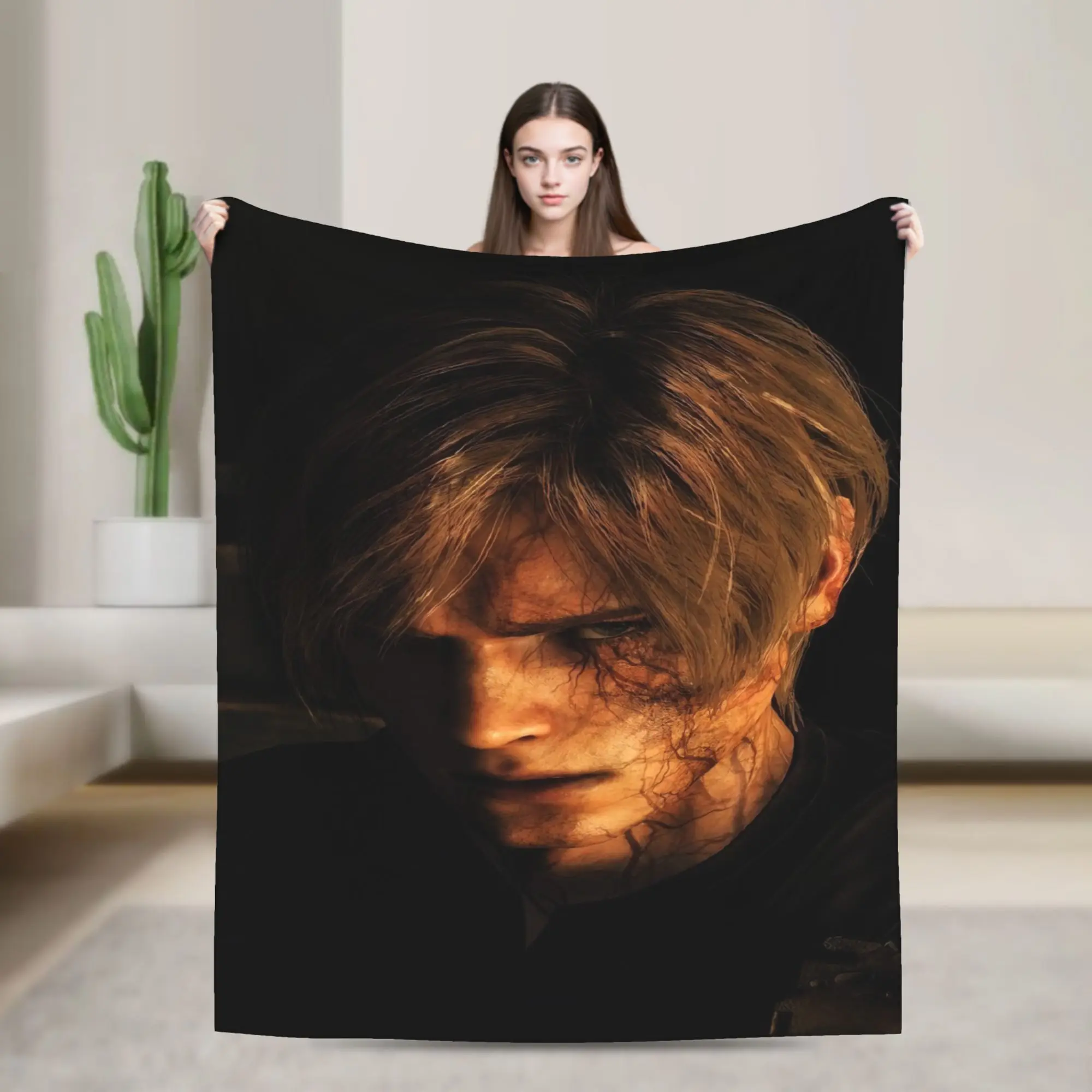 Leon Kennedy Warm Blanket  Funny Picnic Throw Blanket Couch Bed Flannel Bedspread Sofa Bed Cover