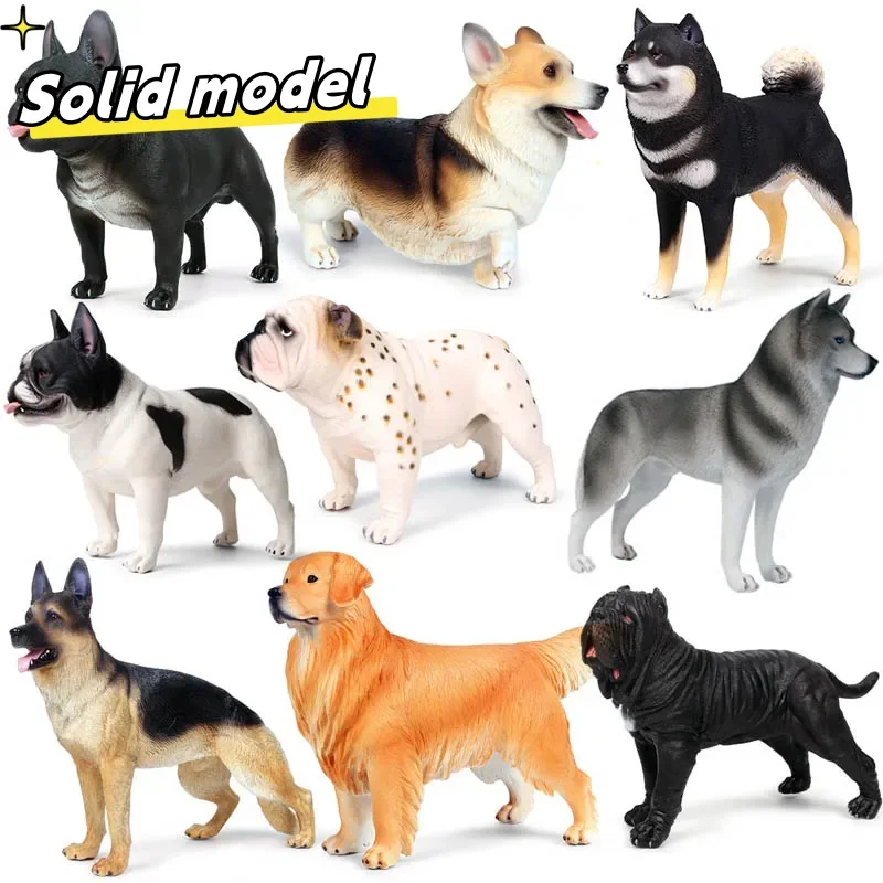 Simulation Deutsch Schäferhund Hunde Kerky Golden Retriever Bulldogge Husky Tiermodell Action figuren Bull Terrier Haustier Figuren Spielzeug