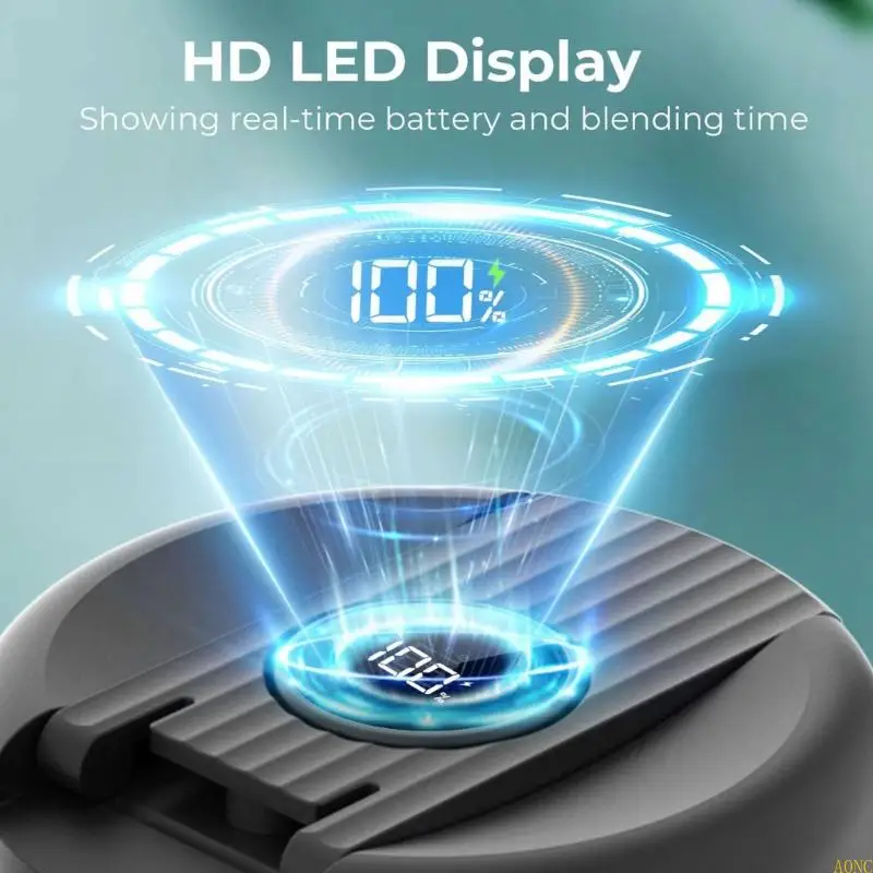 A0NC Wireless Mixer Cup 6000mah خلاط قابل لإعادة الشحن لصانع عصير الصالة الرياضية المحمولة