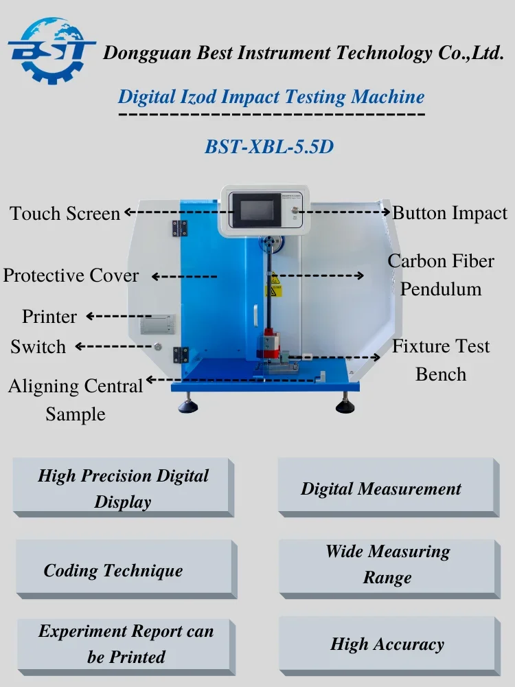 Probador de Impacto Digital Profesional de Péndulo Izod Charpy de Super Value Factory Store para Pruebas de Resistencia al Impacto en Materiales Plásticos y Poliméricos