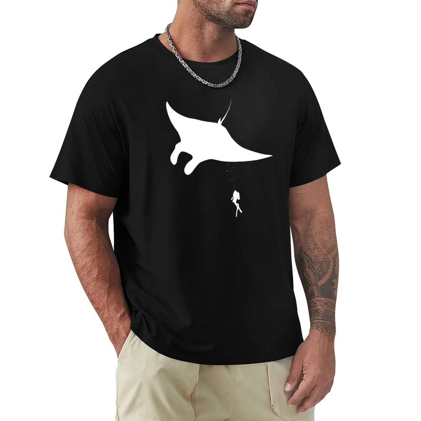 Dive Underwater Manta Ray Gift Idea T-Shirt Quick Dry Sports Short Sleeve Tee