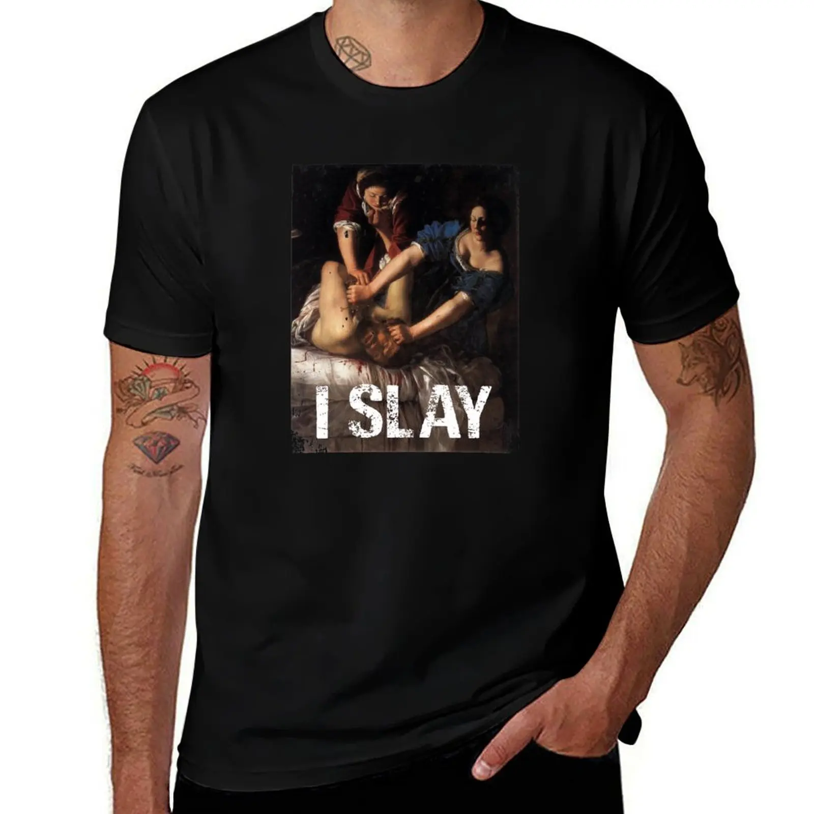 

Judith Beheading Slaying Holofernes I SLAY Feminist Baroque Painting Classical Fine Art T-Shirt