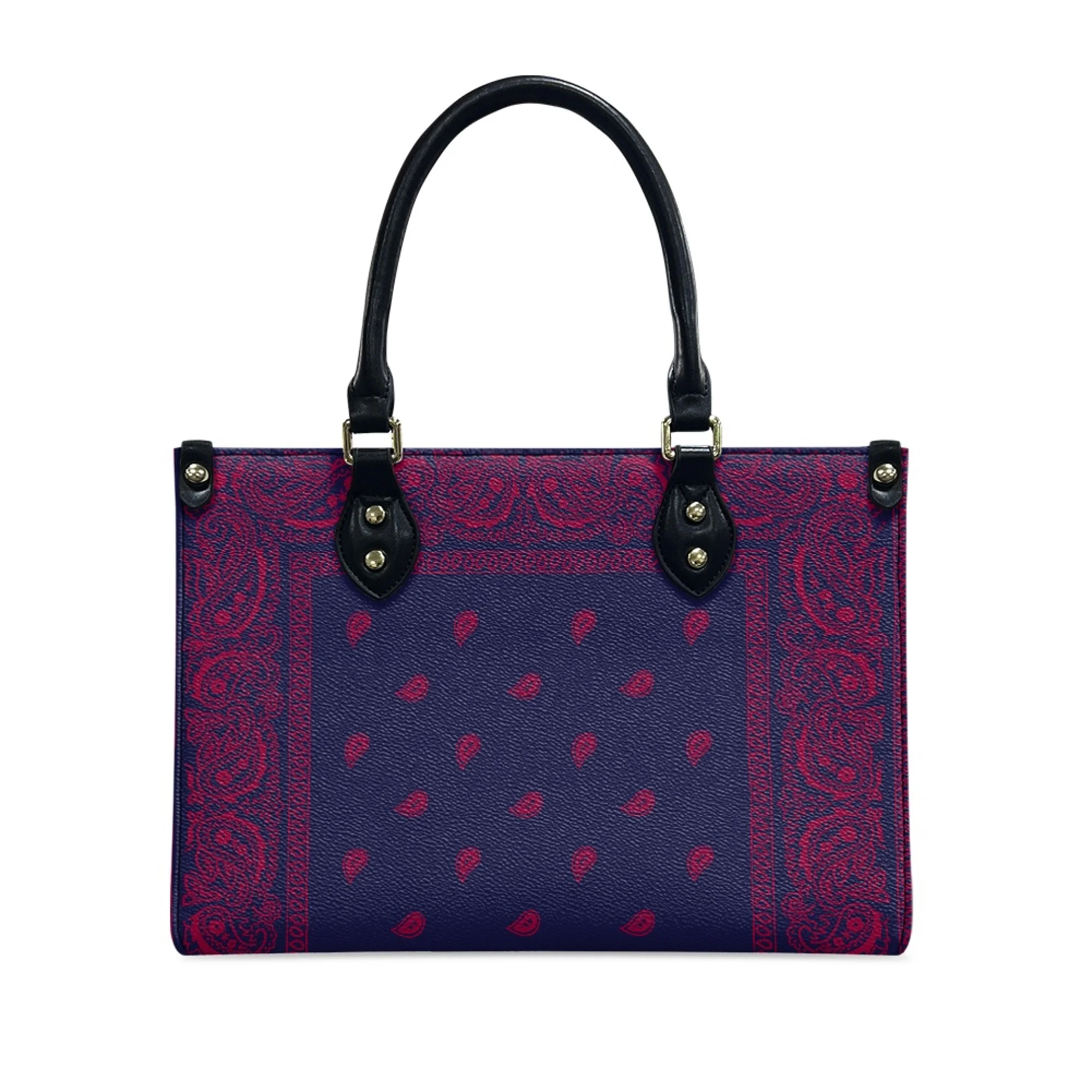 High Quality Custom Logo Women\'S Shoulder Bag Pu Leather Tote Crossbody Bag Fashion Purple Bandana Pattern