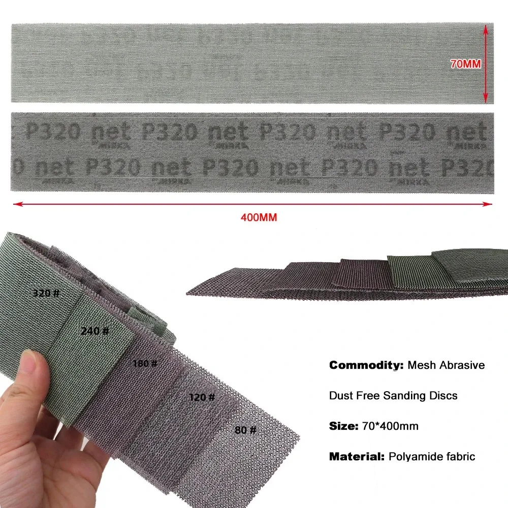 15 sheets Mesh sandpaper 420*70mm Abrasive Sanding Discs Hook Loop Dry Grinding Sanding Paper 80 120 180 240 320 grit