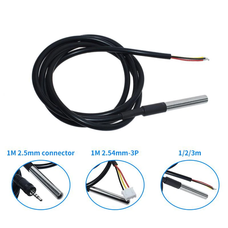 1PCS DS1820 Stainless steel package Waterproof DS18b20 temperature probe temperature sensor 18B20 For Arduino