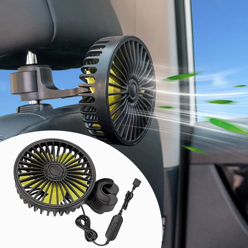 

12V DC/24V DC Powered Car Fan For Cars SUVs RVs Car Cooling Air Fan Low Noise Summer 90 Degree Rotation