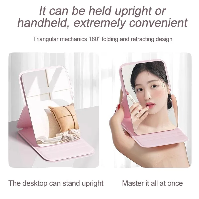 مرآة مكياج جديدة من جلد البولي يوريثان، مرآة مكياج محمولة بسيطة محمولة باليد، جيب لطيف مدمج HUAZJ08 #3