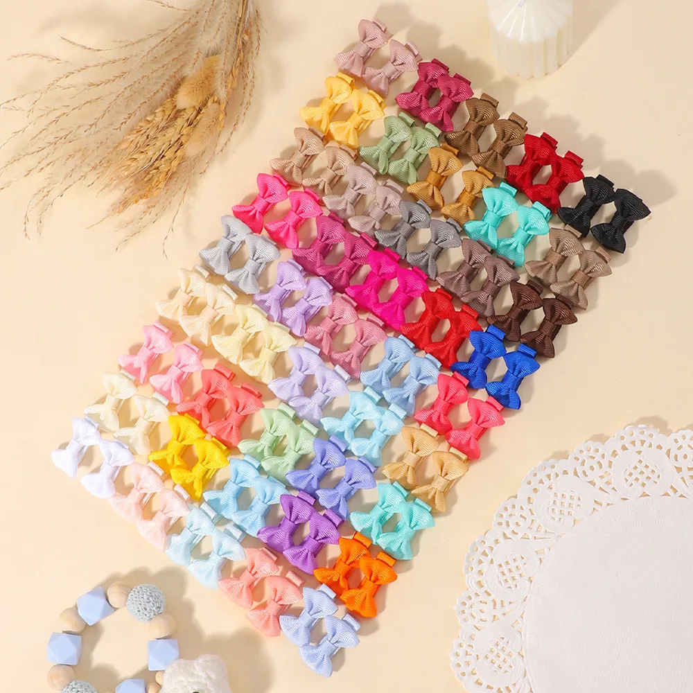 40/60 Stück Haarspangen mit Schleifenband, bunte dekorative Haarspangen für Kleinkinder, Mädchen, zufällige Farbe – Detail 7