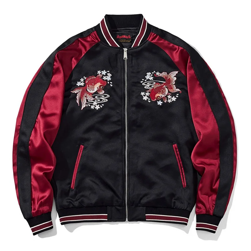 Designer Exquisite Jackets For Man Heavy Embroidery Brocade Carp Autumn Top Quality Harajuku Trendy Zipper Chamarras Para Hombre