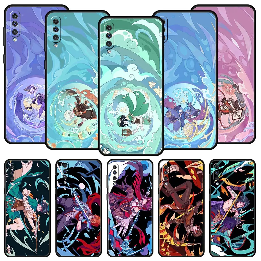 Cute Genshin impact for Samsung Galaxy A52s Phone Case 5G A12 A70 A50 A40 A20s A30 A10s A20e A10 A22 A72 A32 4G A02s Soft Cover