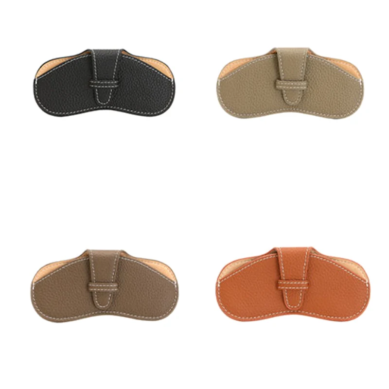 Étui à Lunettes en Cuir Portable pour Myopie, Sac de Rangement pour Lunettes de Soleil Souple et Mince, Juste de Protection Simple, Noir, Marron, Gris