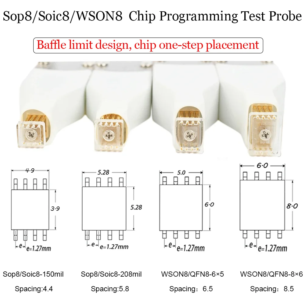 New 1PC SOP8 WSON8 Programming Probe Spring Test Pin Chip Read Write Burning Probe For TL866 RT809F CH341A Programmer