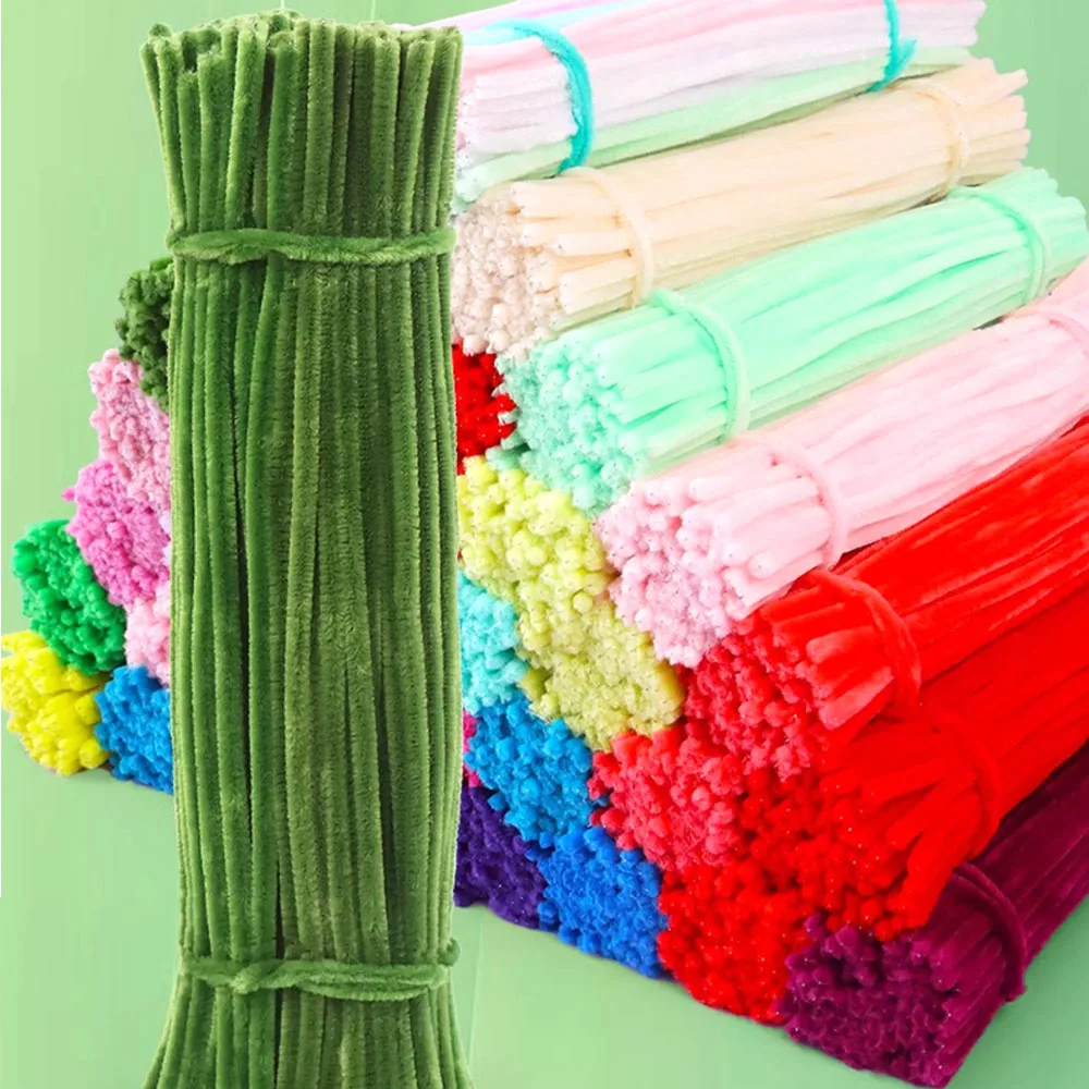 Tiges en chenille solides pour documents, nettoyants pour enfants, jouets pratiques pour adultes, fournitures de bricolage en corne de fleur, 30cm, 100 pièces