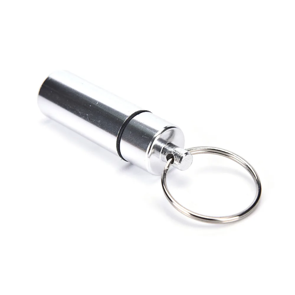 1pc Waterproof Pill Box Case Mini Pills Box Container Stainless Steel/Aluminum Alloy Medicine Bottle Keychain For Outside