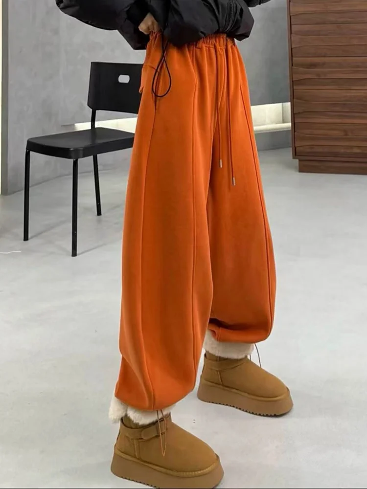 

Orange Color Women's High Waist Straight Leg Pants Spring Autumn New Style Pear Shape Body Slimming Scythe Pants Trendy Commu...