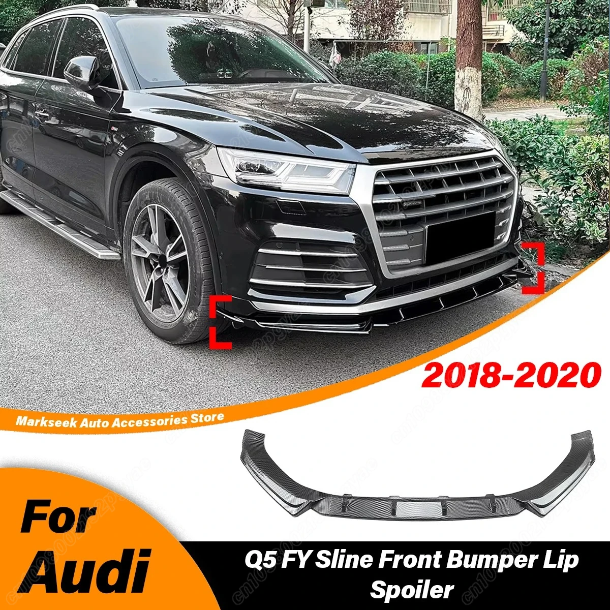 

For Audi Q5 2018 2019 2020 Automobile Front Bumper Splitter Lip Spoiler Protective Lip Splitter Body Decoration Modification Kit