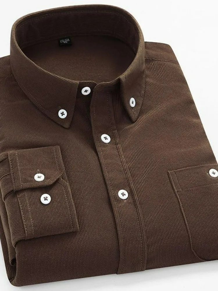 

Corduroy Long Sve irt Men's Casual Midlife Loose Fit Dad Sle Faionable Color Spring Autumn Men's Clothing