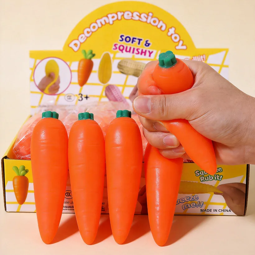 Flour Carrot Stretch Squeeze Toy Soft Elastic Stress Relief Fidget Pinch Music Release Toy Sensory Decompression for Adults