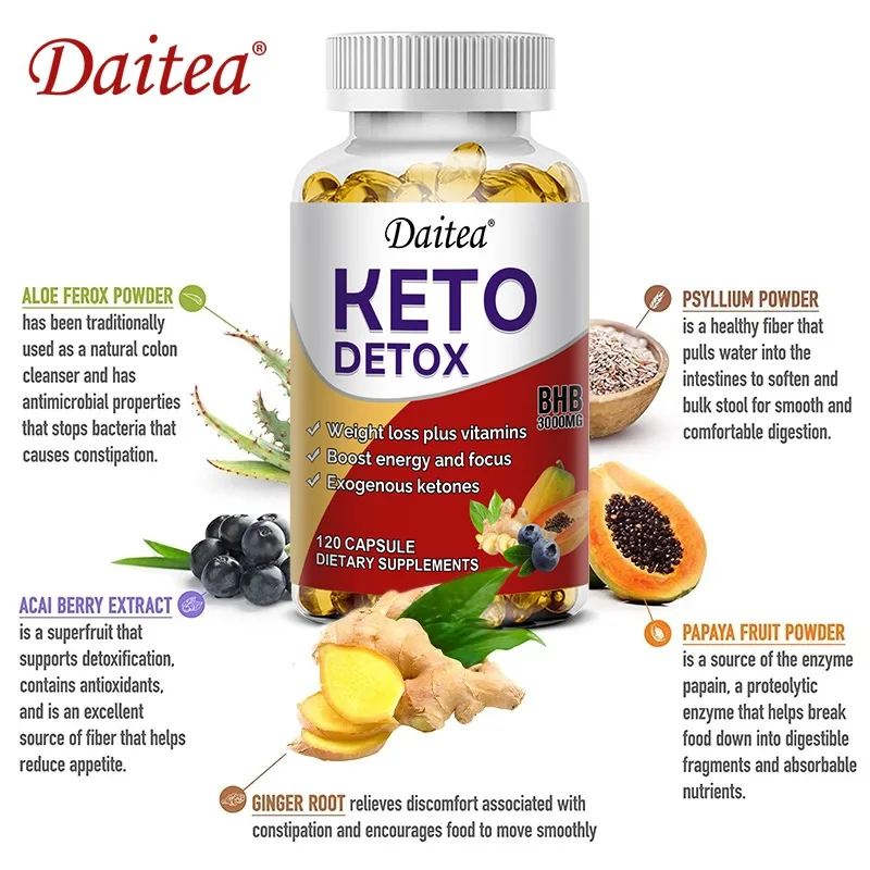 Daitea Organic Ketone Capsules Support Cleanliness, Weight Management, and Focus - Non-GMO, 120 Capsules