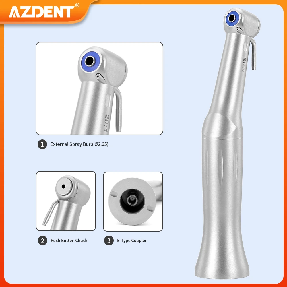 

AZDENT Dental Implant Contra Angle 20:1 Reduction Low Speed Handpiece Push Button Dentistry Tool Instrument