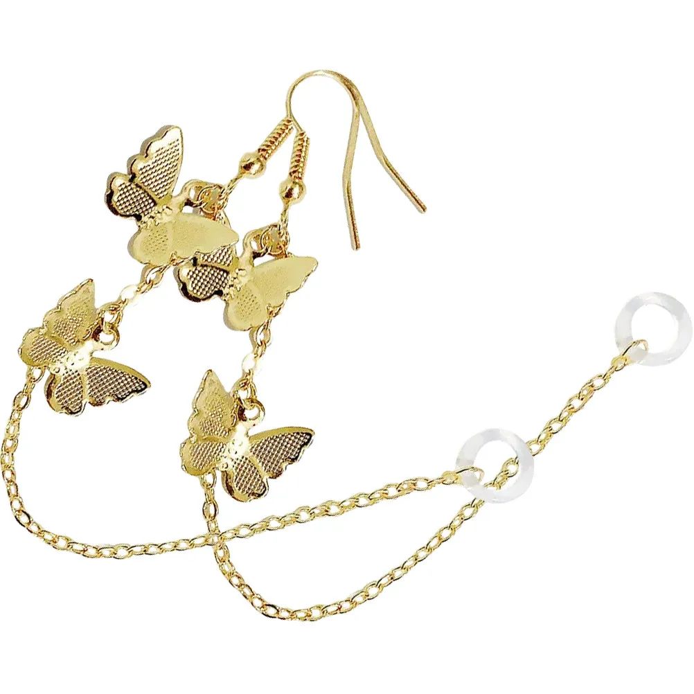 2Pcs Butterfly Earphone Anti Lost Chain Chic Lightweight Earbud Earrings Holder for Running Yoga Fitness Wireless Earphone