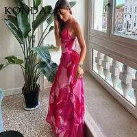 KONDALA 2025 Primavera Verano gasa Boho mujeres Cami vestidos moda sin tirantes sin mangas estampado cremallera Chic señoras Cami vestidos