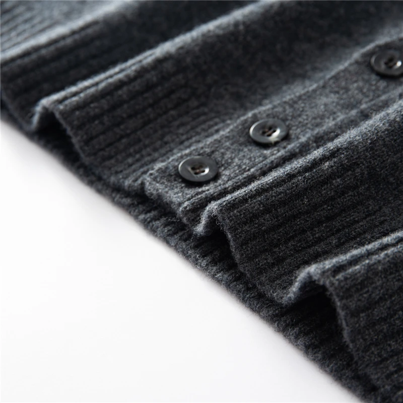 Men's Spring Autumn 100% Merino Wool V-Neck Vest Sleeveless Knitted Open Cardigan Pure Color for Men