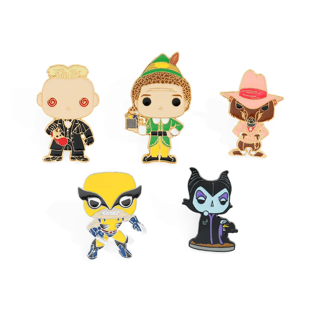 

Movie Wolverine Brooch Creative Disney Peter Pan Maleficent Enamel Pin Metal Badge Jewelry Backpack Clothing Accessories