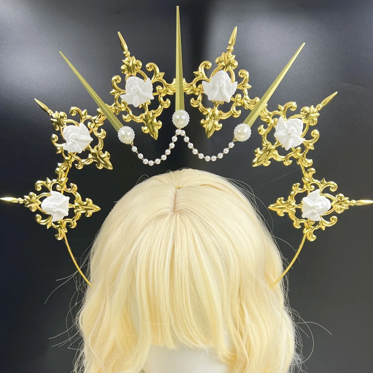 NEW Fashion Vintage Headdress Parts Gothic Lolita Tiara Sun Crowns Goddess Headwear Women Halo Crown Wedding Headpiece