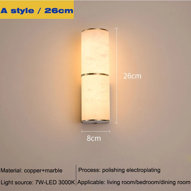 Luxus Marmor Wandleuchte LED Moderne Kupfer Gold Wandleuchte Nachttischleuchte 110 240 V für Schlafzimmer Hotel Korrid Dekoration