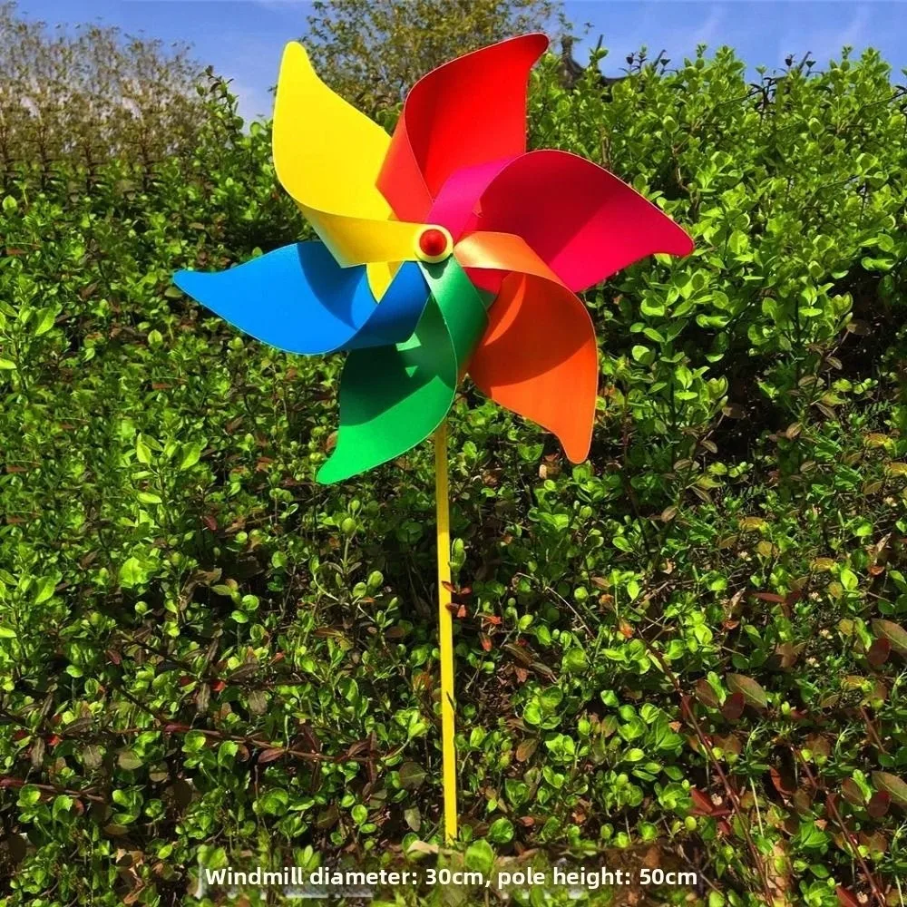 2pcs 30cm Six Leaf Pinwheel Windmill PVC Festival Gift Wind Spinner Outdoor Children's Toys Colorful Wind Windmill