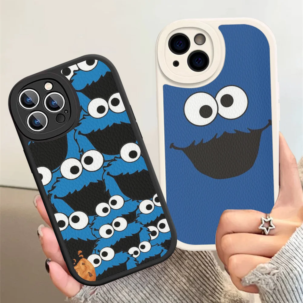 Cartoon C-Cookies M-Monster Phone Case Hard Leather For IPhone 16 15 14 13 12 Mini 11 14 Pro Max Xs X Xr 7 8 Plus Fundas