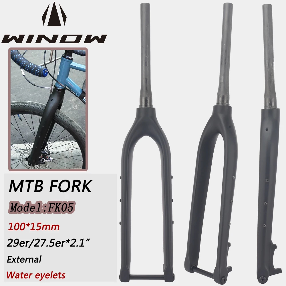 

Winowsports Carbon Fork Disc Bicycle Front Fork 27.5/29er MTB Bike Fork Thru Axle 100x15mm Matte Glossy Mountain Bike Forks