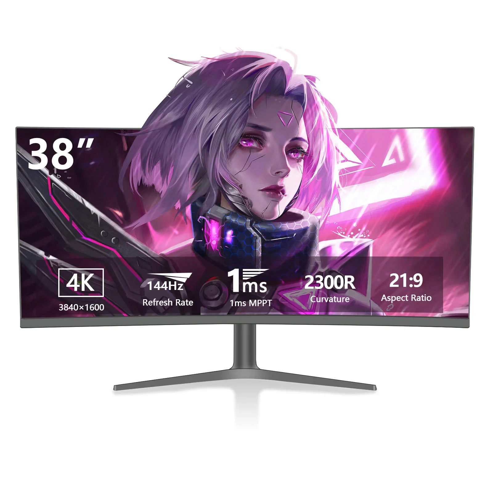

38-Inch Super Wide Borderless Gaming LCD Monitor 3840x1600 Resolution 144HZ Curved HD Adjustable Stand with LED TFT Panel for PC