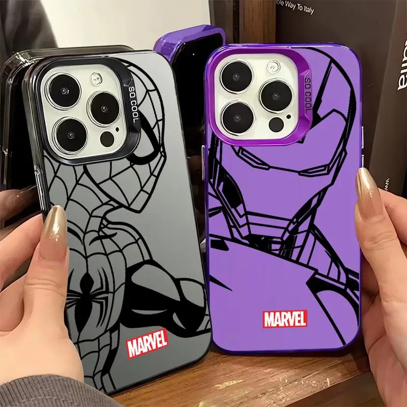 Funda de silicona para teléfono móvil Apple, carcasa protectora a prueba de golpes, SpiderMan, IronMan, para iPhone 11, 13, 15 Pro Max, 14 Plus, 12