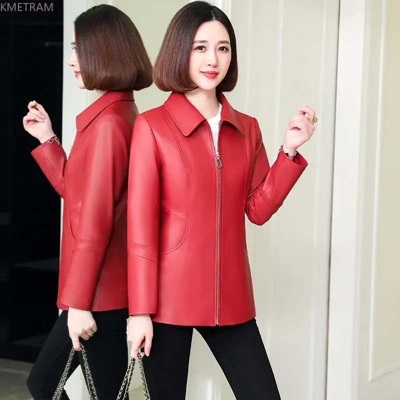 Genuine Sheepskin Jacket Women 2024 Spring Autumn Real Leather Jackets Woman Slim Leather Coat Lapels Chaqueta De Cuero Mujer