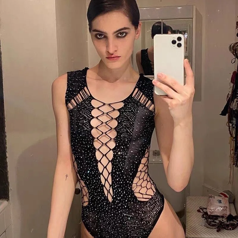 

Сексуальный цельный купальник с открытой спиной, инкрустированный бриллиантами, летние женские купальники для теплового отдыха, курортные купальники, большие размеры 30–75 кг