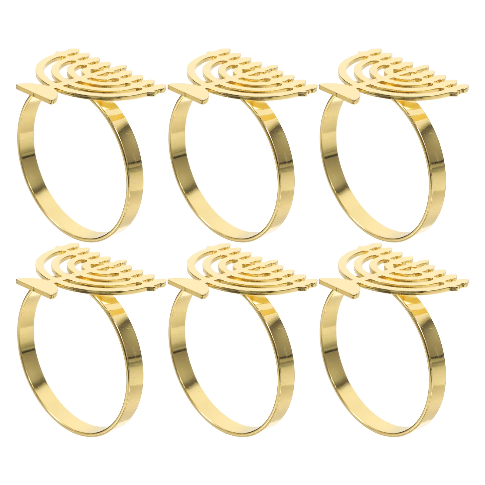 

6pcs Hanukkah Napkin Rings Menorah Shaped Metal Dinner Table Decor Holiday Napkin Holder For Banquet Wedding Party Home
