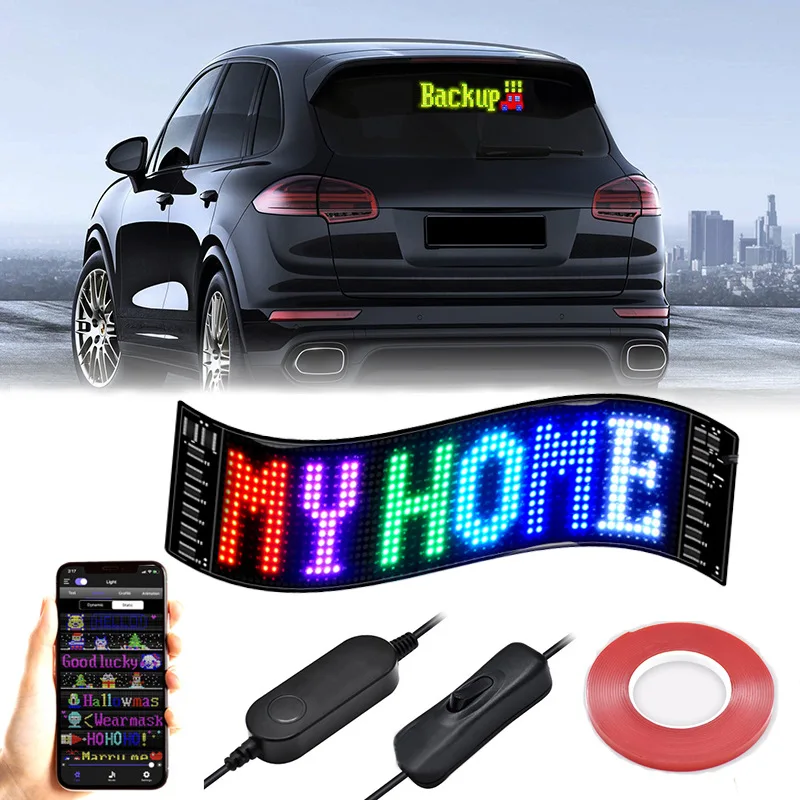 

Hot selling customizable text LED car sign source manufacturer Bluetooth car flexible advertising screen ultra-thin soft screen