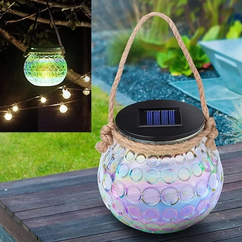 Solar LED Glass Jar Lamp - Outdoor Courtyard Crack Decoration & Ambient Atmosphere Lighting