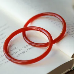Natural High Ice Chalcedony Round Bracelet Chinese Red Agate Beauty Jingle Bracelet Exquisite Luxury Women Jewelry Party Gift