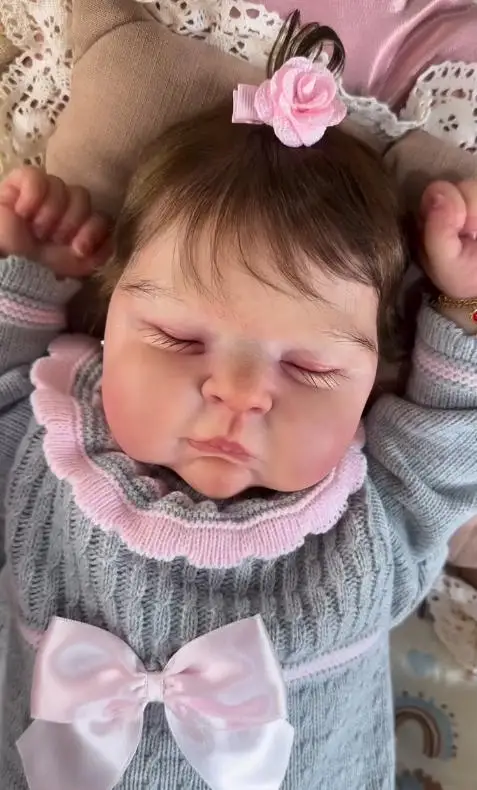 NPK 20inch Already Painted Reborn Doll Kits Peaches DIY Parts with Visible Veins Relistic Baby Dolls with Hand Rooted Hair