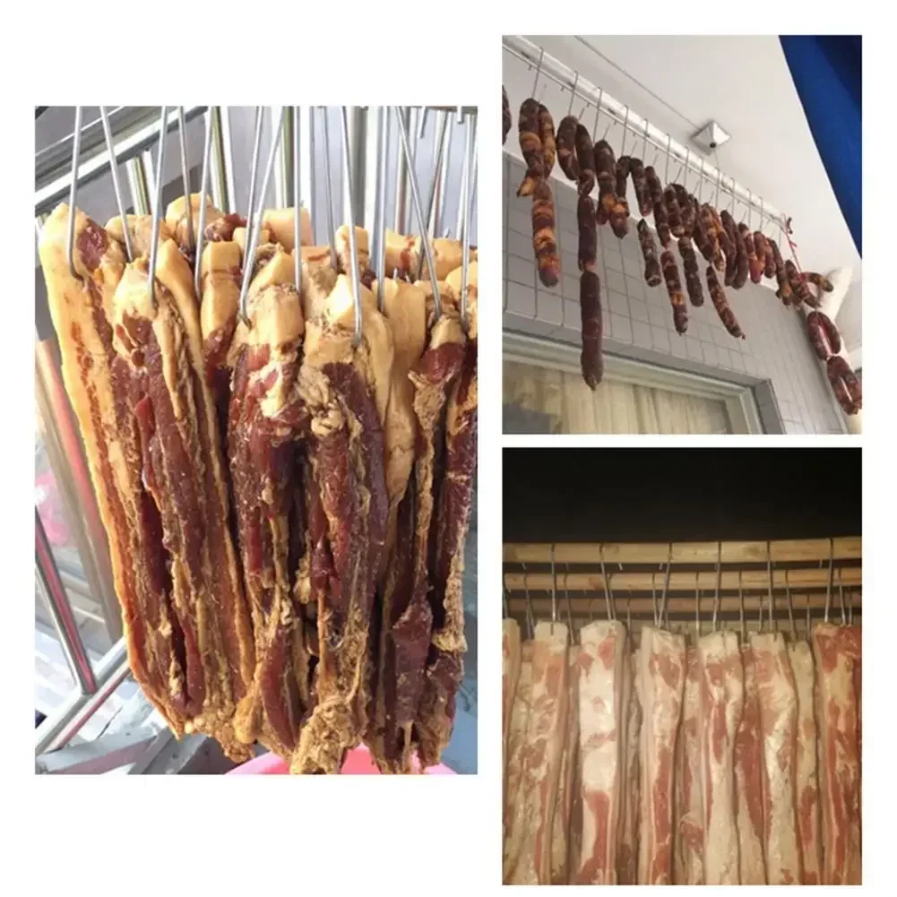 Ganchos para colgar ropa de carne, ganchos en S de acero inoxidable con punta afilada, utensilio para carnicero, tienda, herramientas de cocina para hornear, 10 Uds.